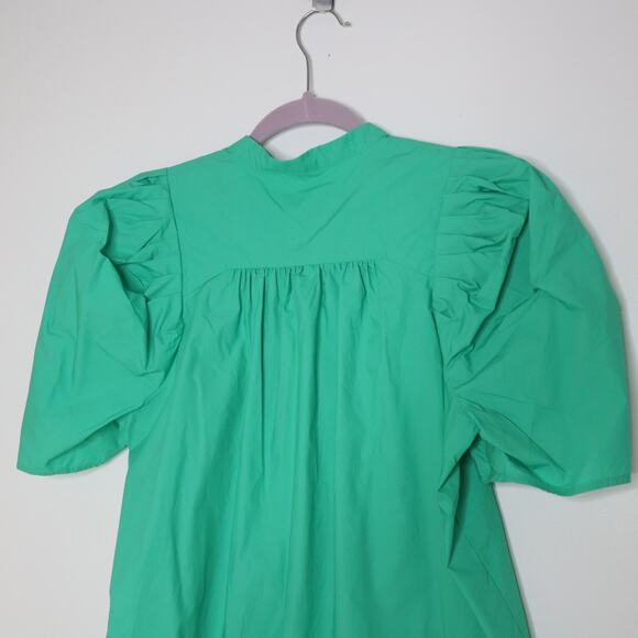 BAUM UND PFERDGARTEN Puff Sleeve Mini Dress Cotton Mint Green Women's 38 / US 8 - Picture 9 of 11